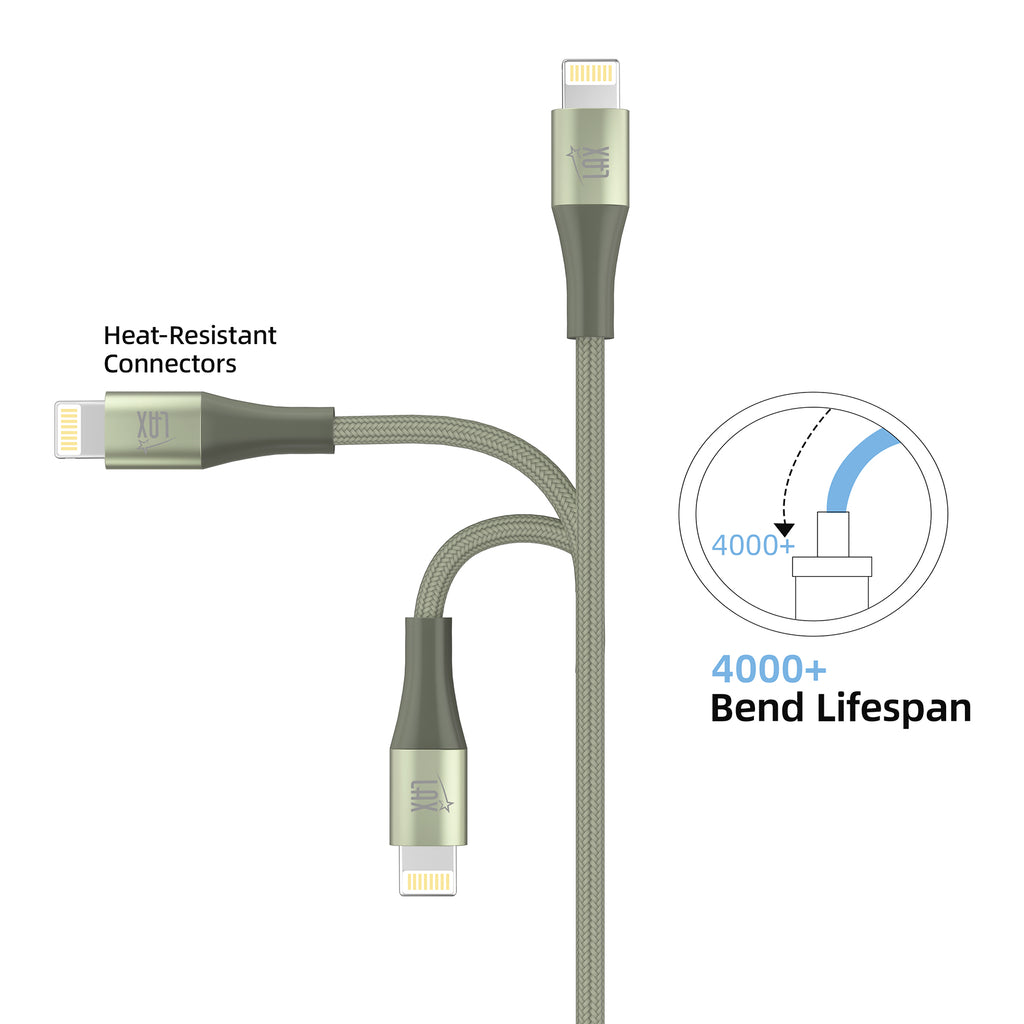 LAX Apple Fast Charging MFi Linear Iphone Cables 4 Feet and 10 Feet