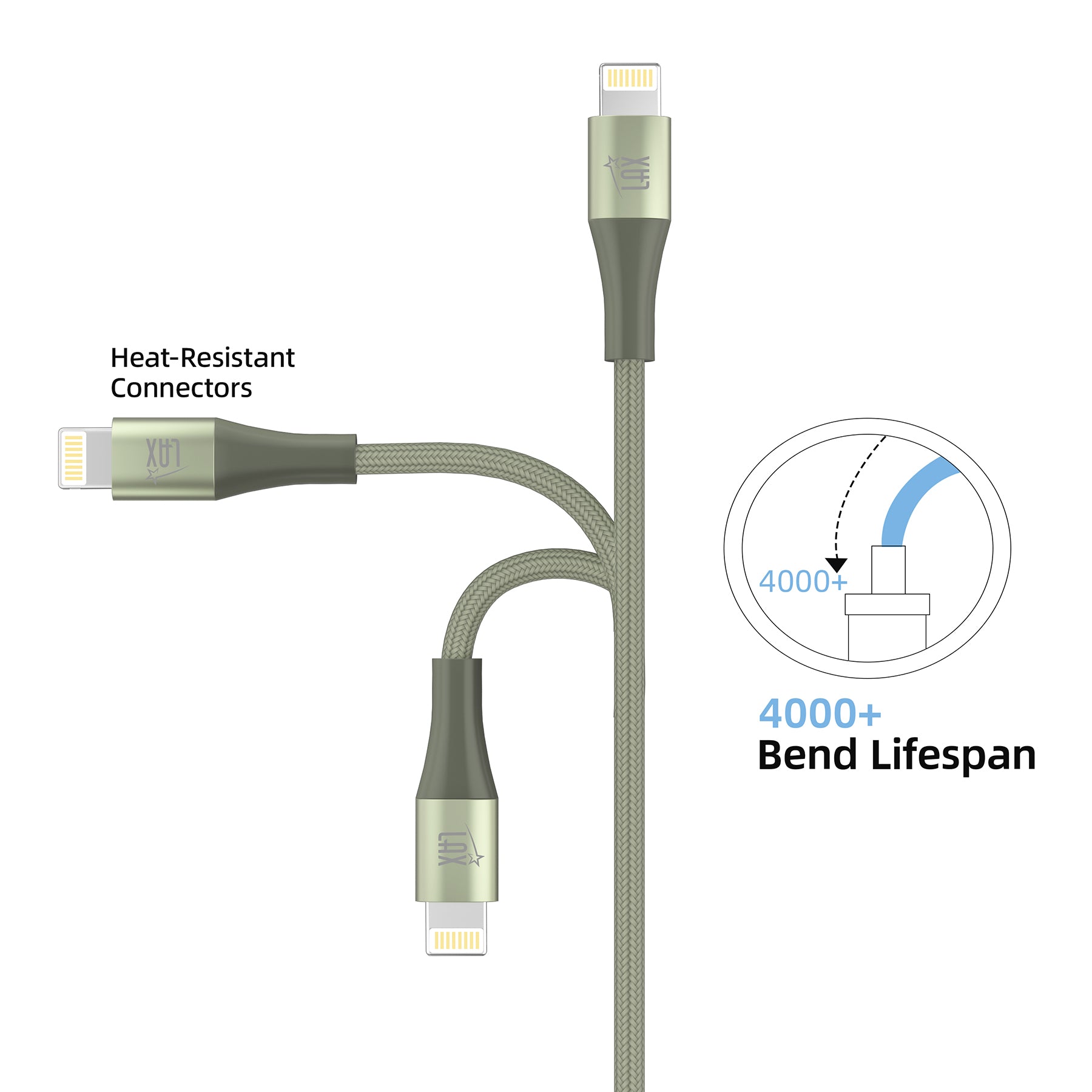 LAX Apple Fast Charging MFi Linear Iphone Cables 4 Feet and 10 Feet
