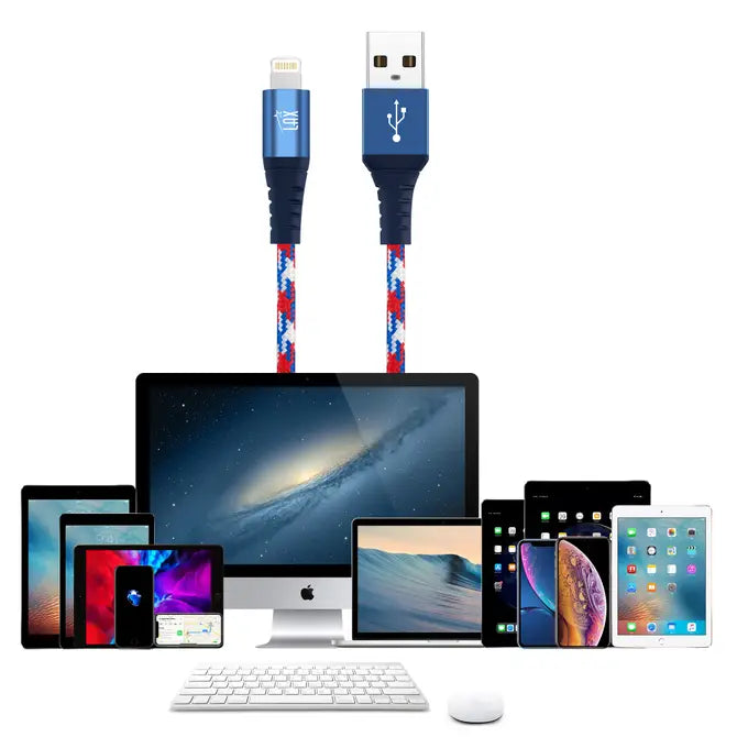 Apple MFi Certified Iphone Cable Multi-Color- 10ft