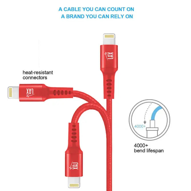 LAX Apple MFi Certified Iphone Cables - 4ft
