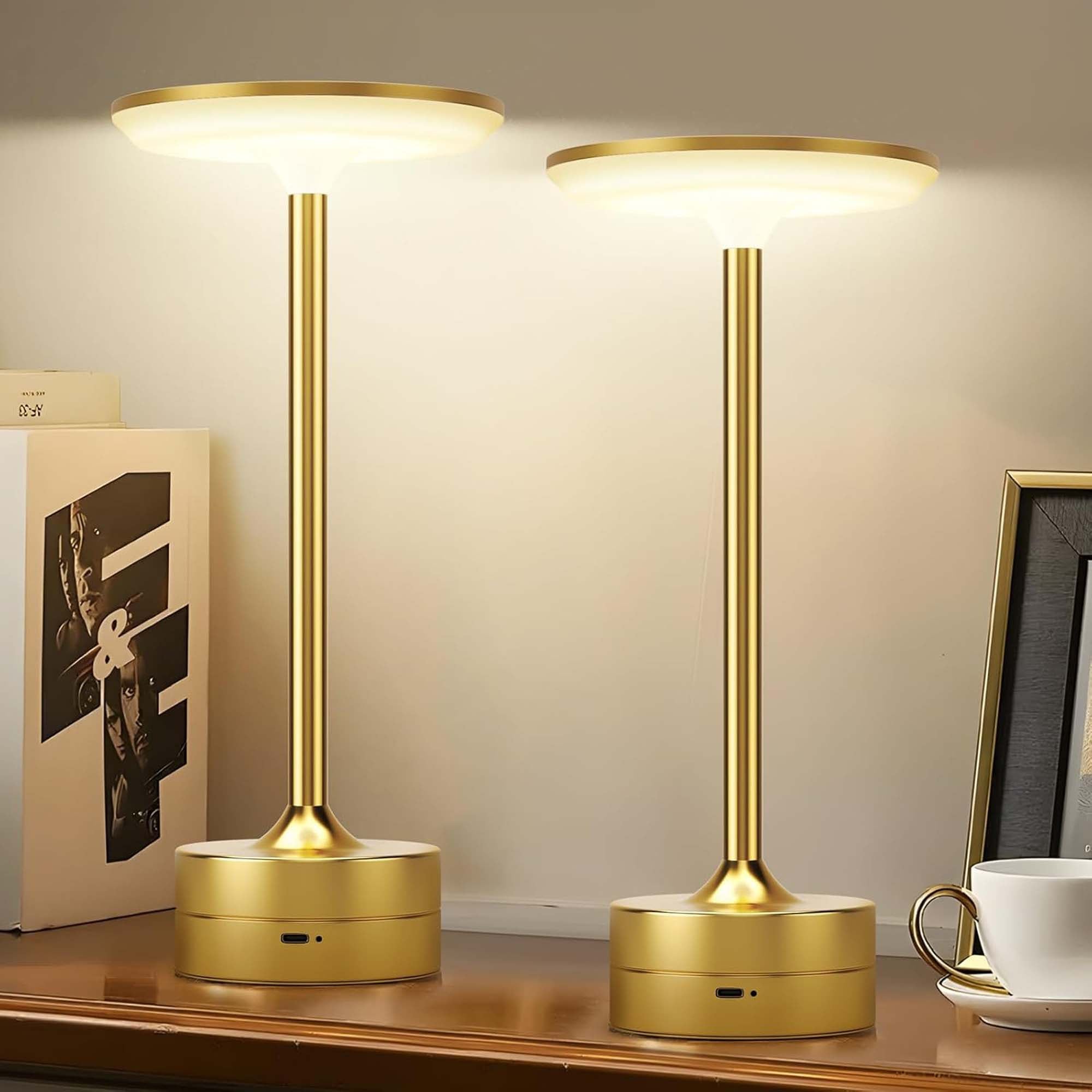 Modern Dimmable Touch LED Table Lamp – 3 Light Modes, USB-C Rechargeable, 2000mAh Battery – Warm/Cool/Mixed White – Sleek Aluminum Design for Bedroom, Office & More