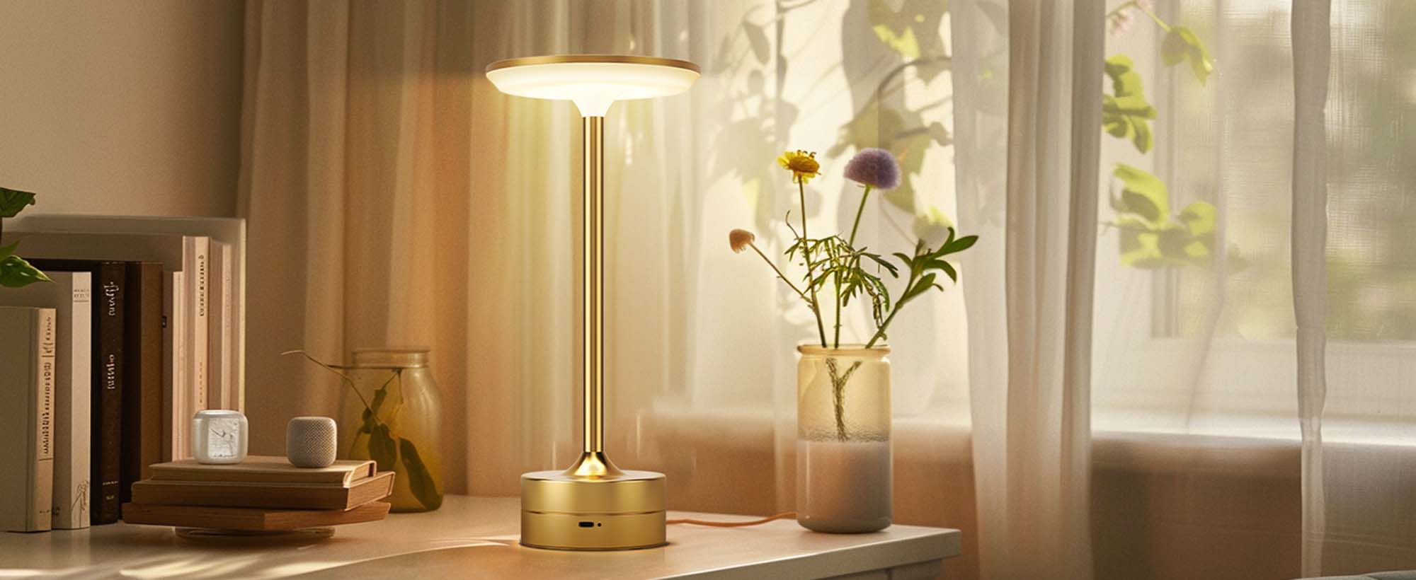 Modern Dimmable Touch LED Table Lamp – 3 Light Modes, USB-C Rechargeable, 2000mAh Battery – Warm/Cool/Mixed White – Sleek Aluminum Design for Bedroom, Office & More