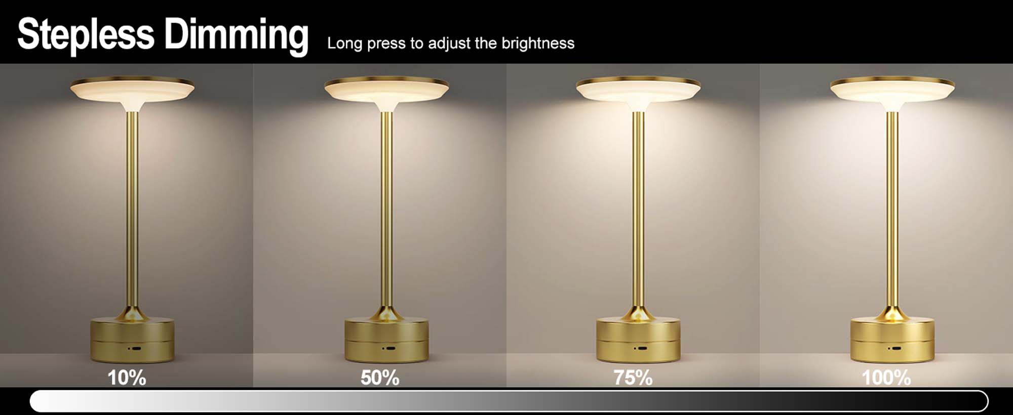 Modern Dimmable Touch LED Table Lamp – 3 Light Modes, USB-C Rechargeable, 2000mAh Battery – Warm/Cool/Mixed White – Sleek Aluminum Design for Bedroom, Office & More