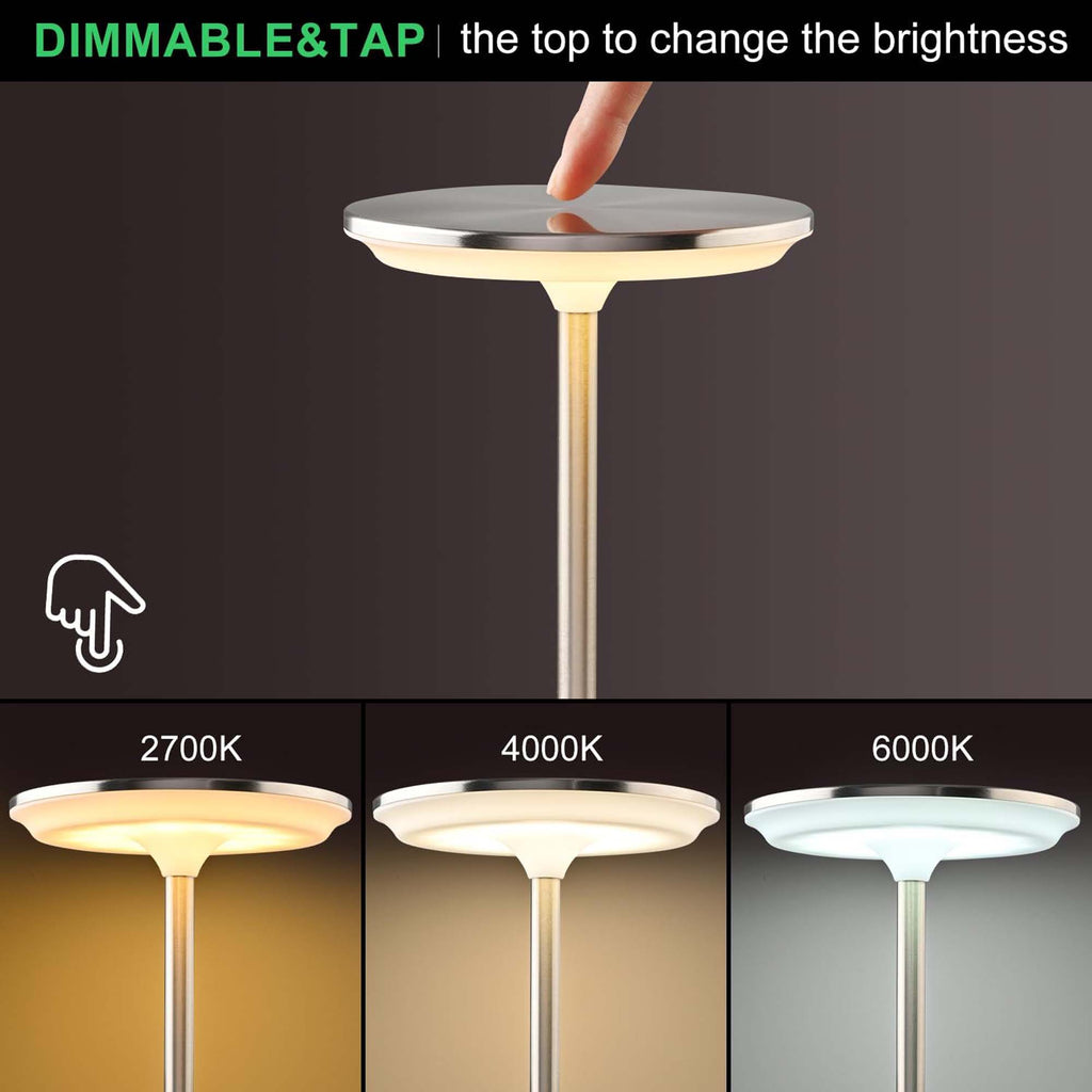 Modern Dimmable Touch LED Table Lamp – 3 Light Modes, USB-C Rechargeable, 2000mAh Battery – Warm/Cool/Mixed White – Sleek Aluminum Design for Bedroom, Office & More