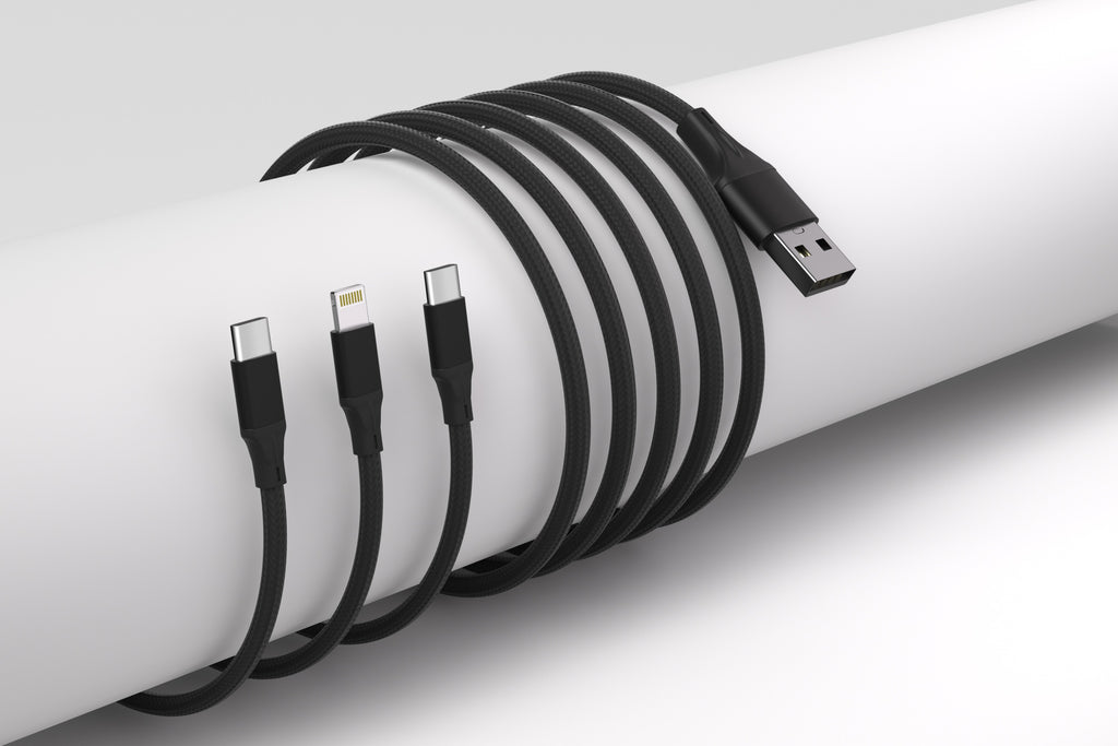2-Pack 3-in-1 Charging Cable - Black & Pink