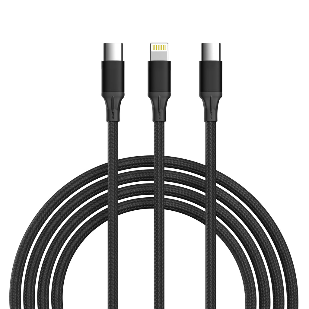2-Pack LAX 20W 20,000 mAh Power Bank + 3-in-1 Fast Charging Cable
