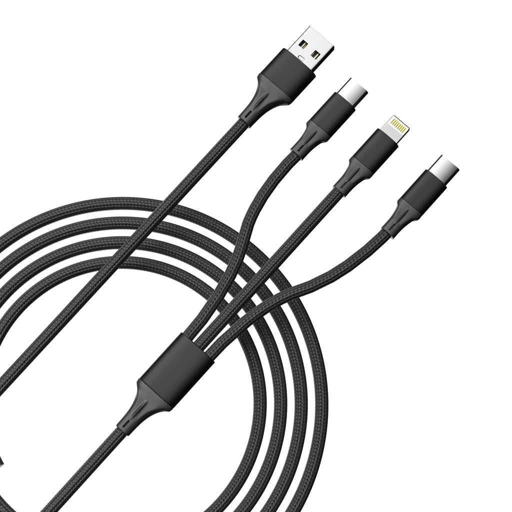 2-Pack 3-in-1 Charging Cable - Black & Pink