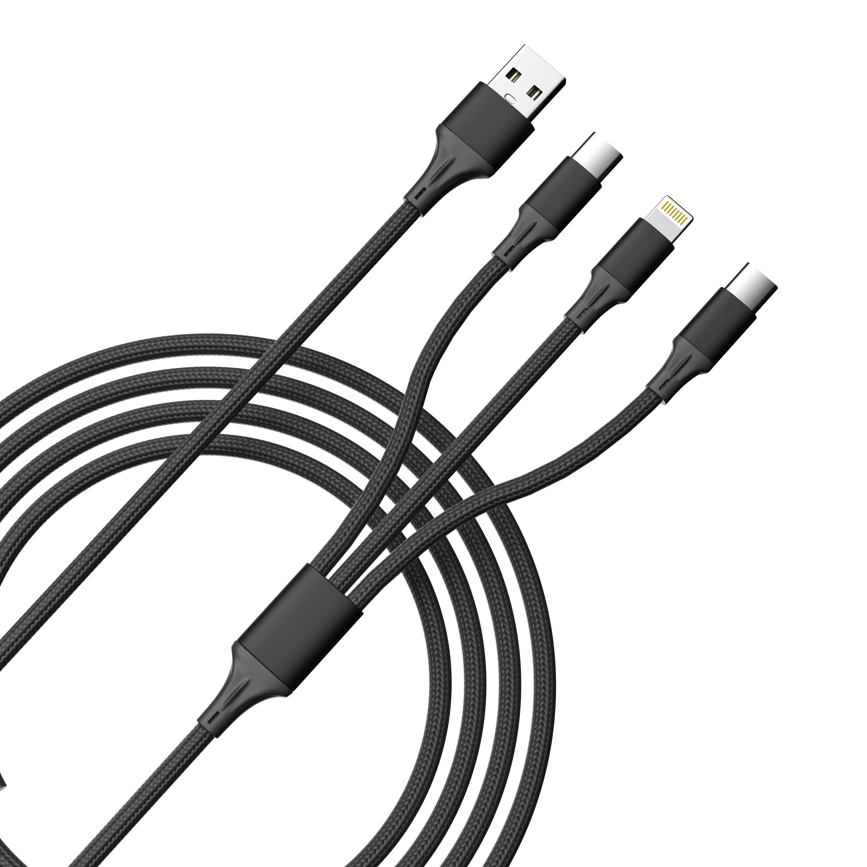 2-Pack 3-in-1 Charging Cable - Black & Pink