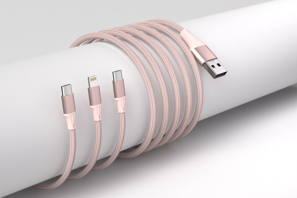 2-Pack 3-in-1 Charging Cable - Black & Pink