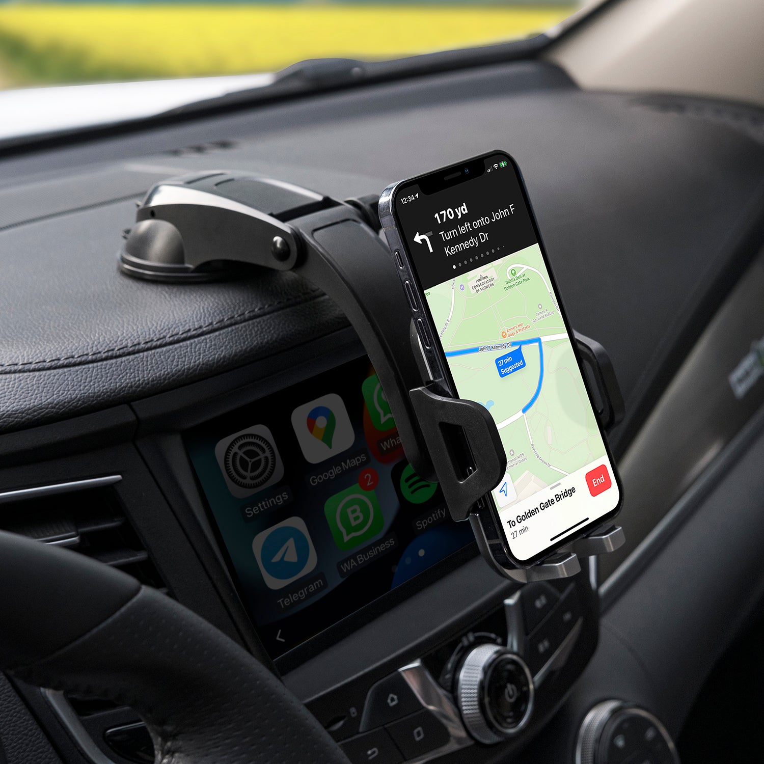 LAX Ergonomic Dashboard Cradle Car Mount - Carbon Fiber