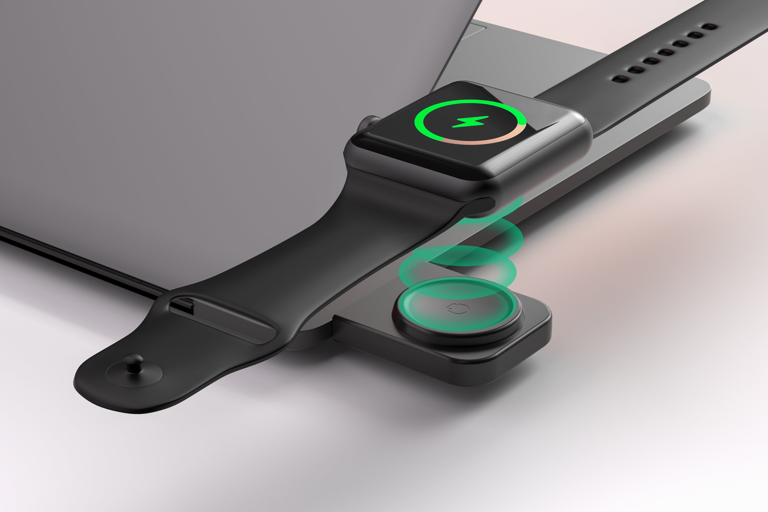 LAX Flat Folding 3-in-1 Wireless Charger with Pop Out Watch Charging Stand for iPhone, Android & Airpods