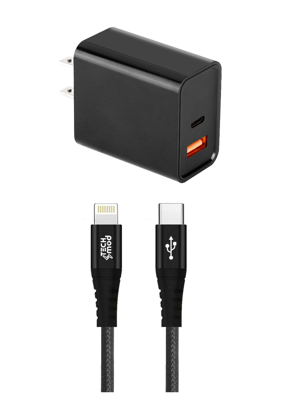 Bundle 2-Port 20W USB-C Wall Charger with USB-C to Iphone Cable