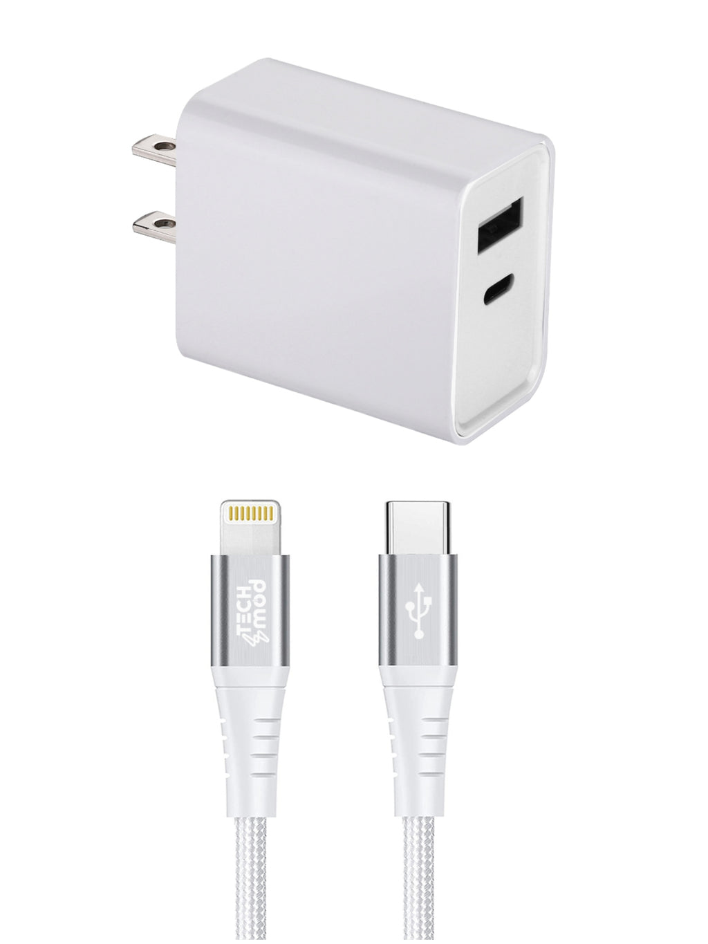 Bundle 2-Port 20W USB-C Wall Charger with USB-C to Iphone Cable