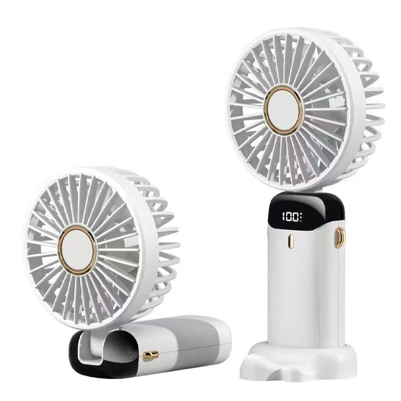 Portable Folding Digital Fan with Stand – Rechargeable Handheld & Desk Fan (LED Display)