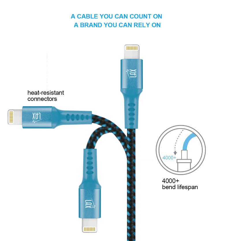 LAX Apple MFi Certified Iphone to USB Cable 4ft