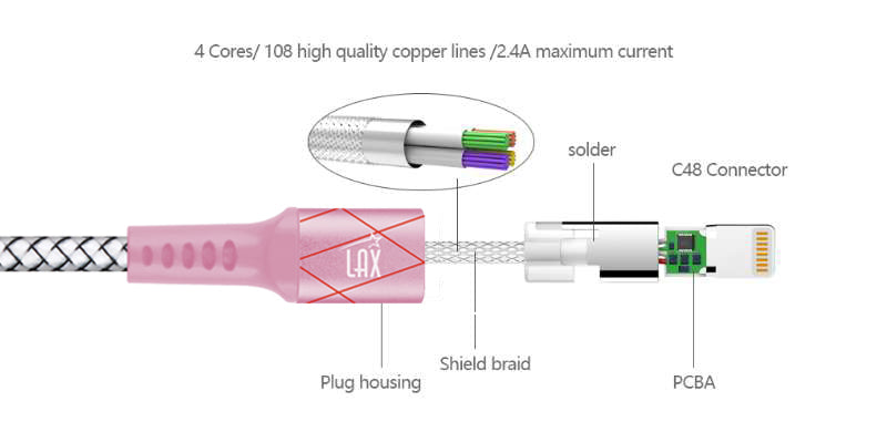 LAX Apple MFi Certified Iphone to USB Cable 4ft