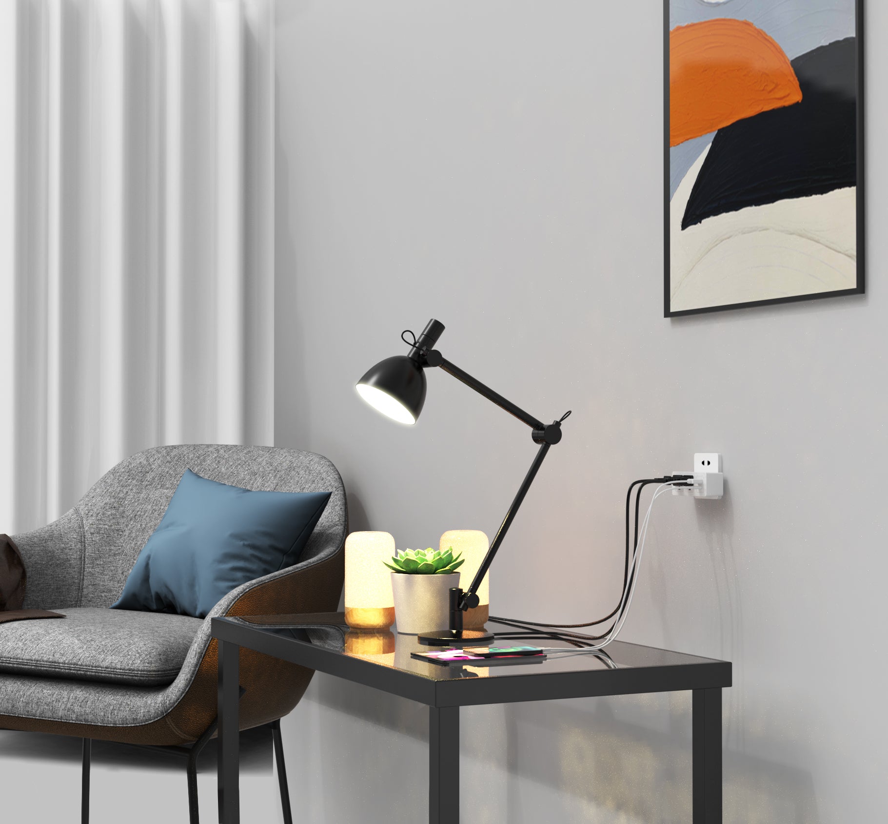 LAX Surge Protector 300j 2 Outlets and 1x USB-C Port and 1x USB-A Port