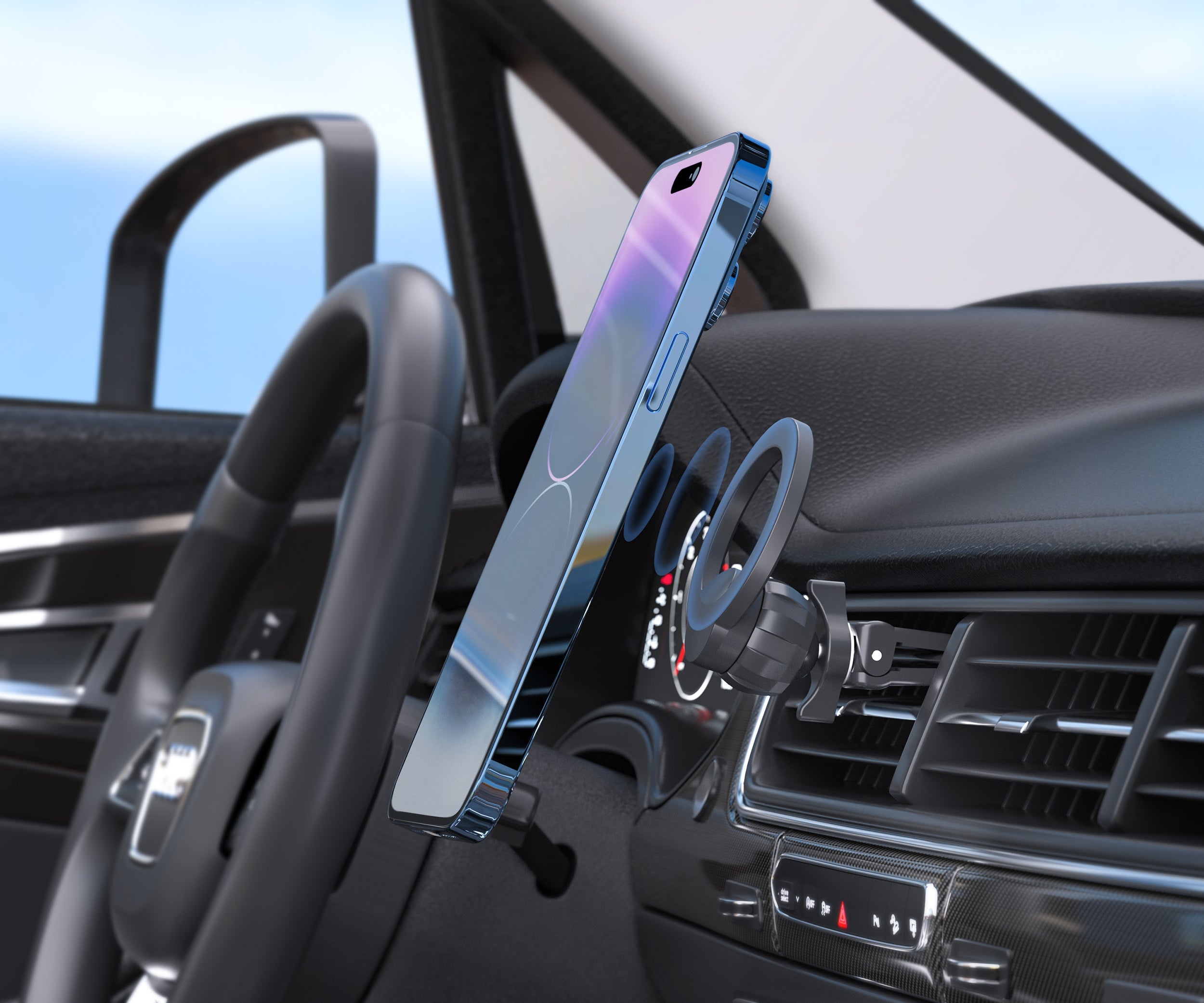MagSafe Compatible 2-in-1 Dashboard and Air Vent Wireless Charging Mount
