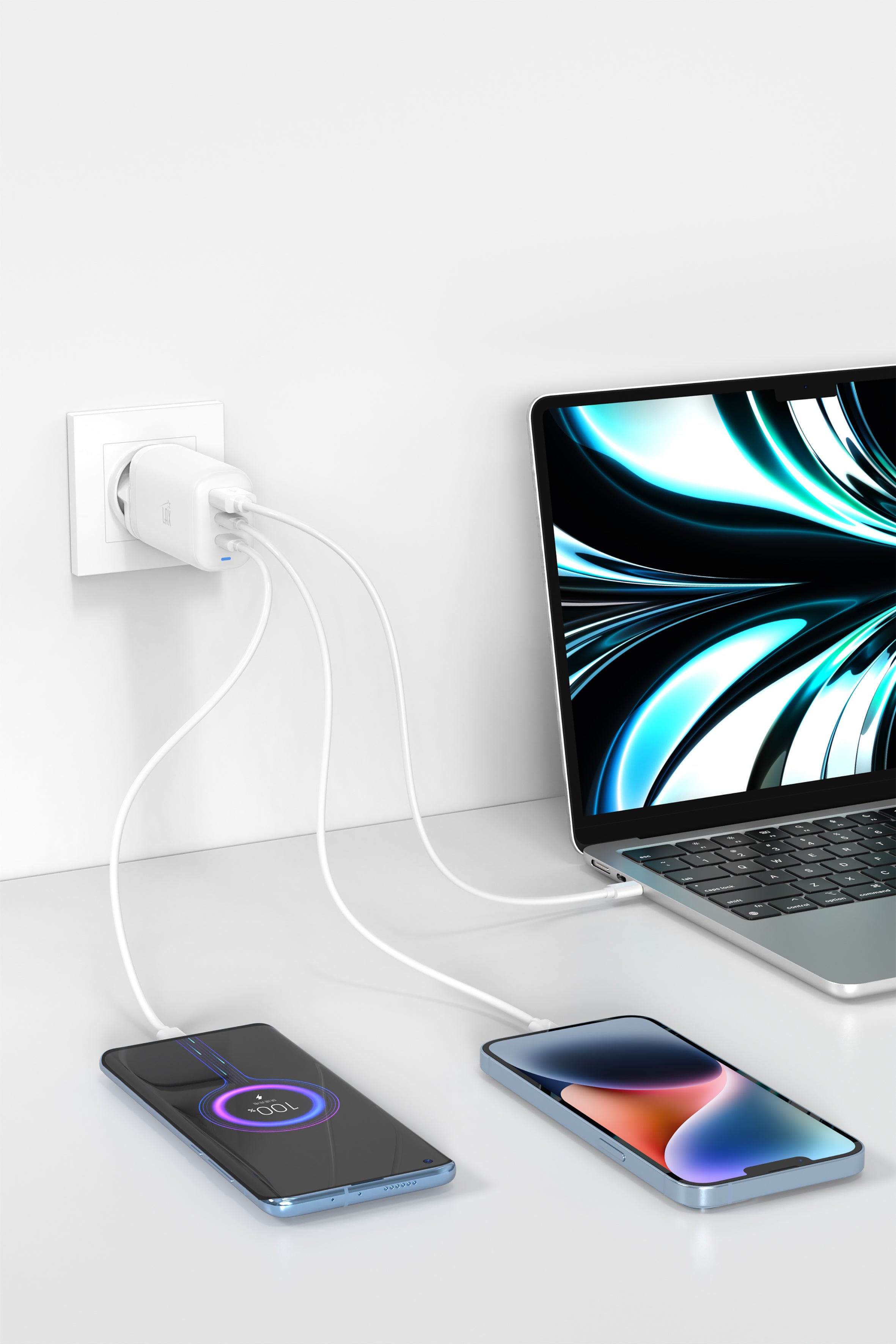 LAX 65W Wall Charger with 2 USB-C, 1 USB-A and Travel Pouch