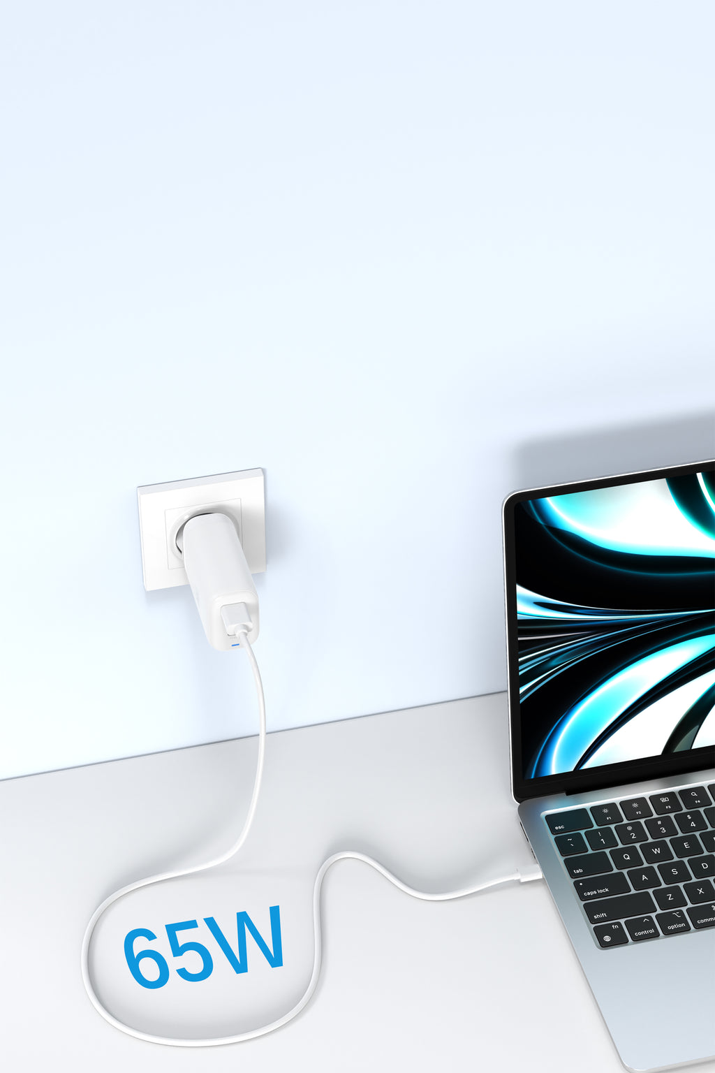 LAX 65W Wall Charger with 2 USB-C, 1 USB-A and Travel Pouch