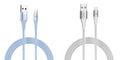 2-Pack USB-C to USB-C Linear Cable - 6ft Blue and 6ft White, 6ft Lavender and 6ft White