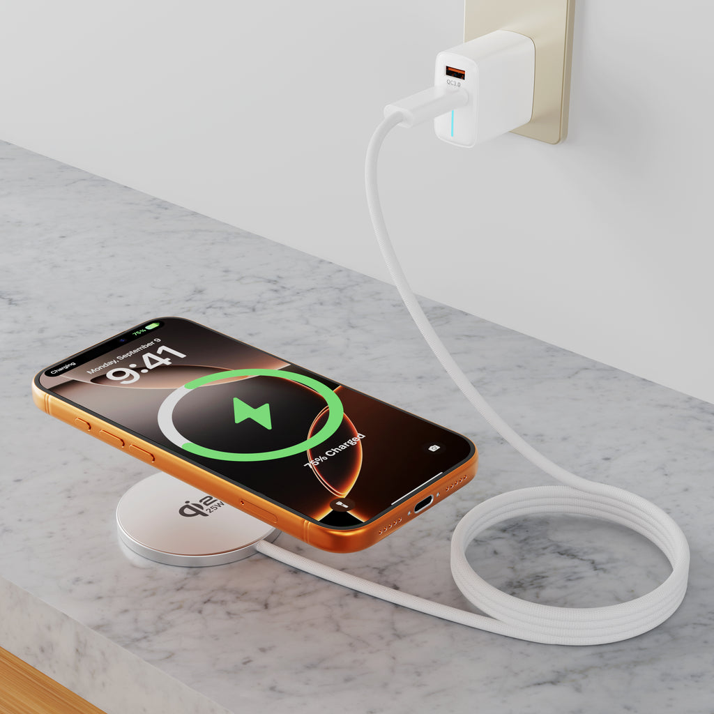 LAX Qi2.2 Magnetic Wireless Charger 25W Fast Charging Pad with Braided USB-C Cable, MagSafe Compatible for iPhone 16/15/14/13/12, Samsung Galaxy S25 Series, Google Pixel 9/10 & Qi2 Devices