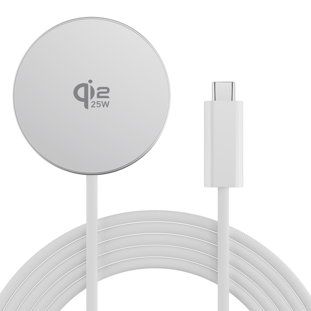 LAX Qi2.2 Magnetic Wireless Charger 25W Fast Charging Pad with Braided USB-C Cable, MagSafe Compatible for iPhone 16/15/14/13/12, Samsung Galaxy S25 Series, Google Pixel 9/10 & Qi2 Devices