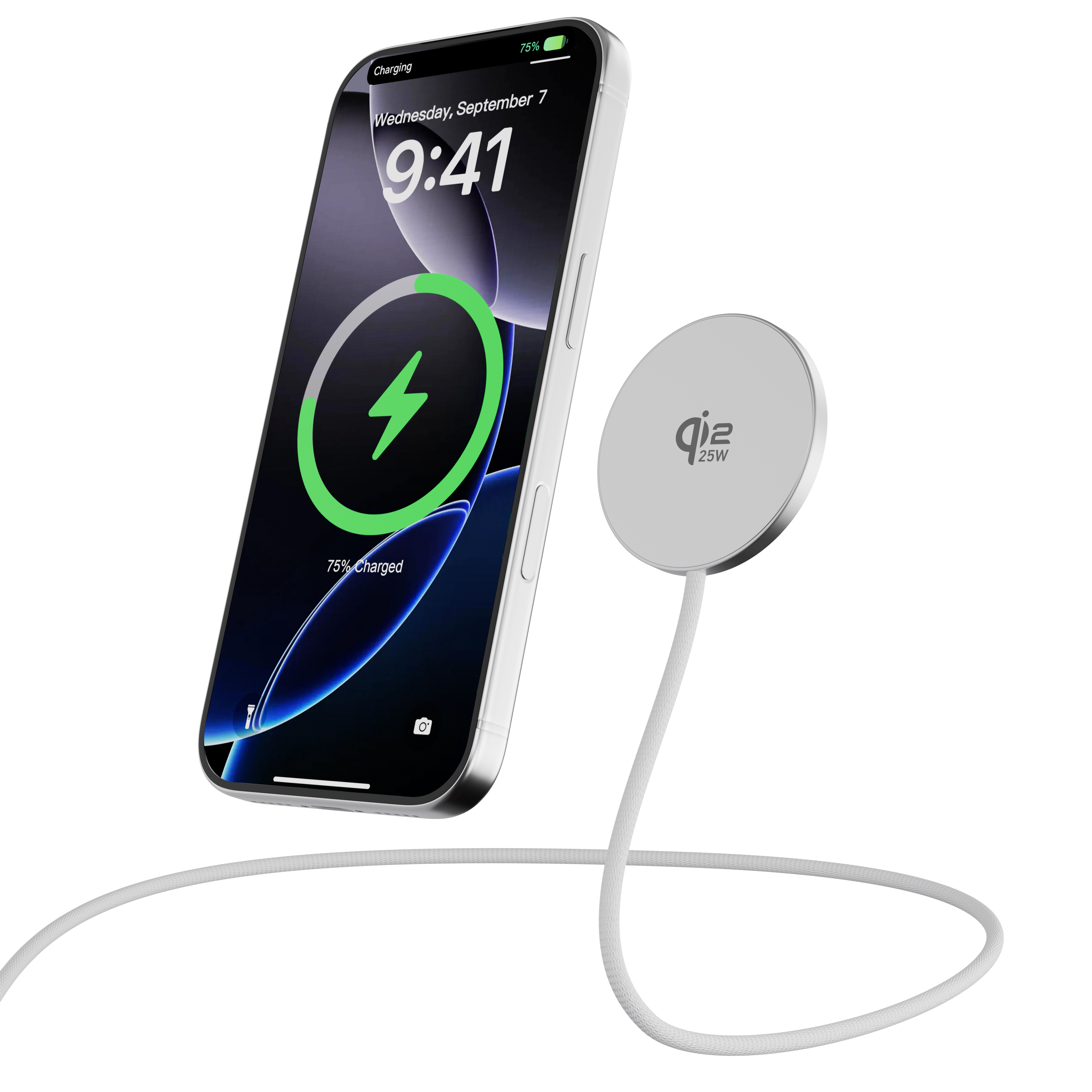 LAX Qi2.2 Magnetic Wireless Charger 25W Fast Charging Pad with Braided USB-C Cable, MagSafe Compatible for iPhone 16/15/14/13/12, Samsung Galaxy S25 Series, Google Pixel 9/10 & Qi2 Devices