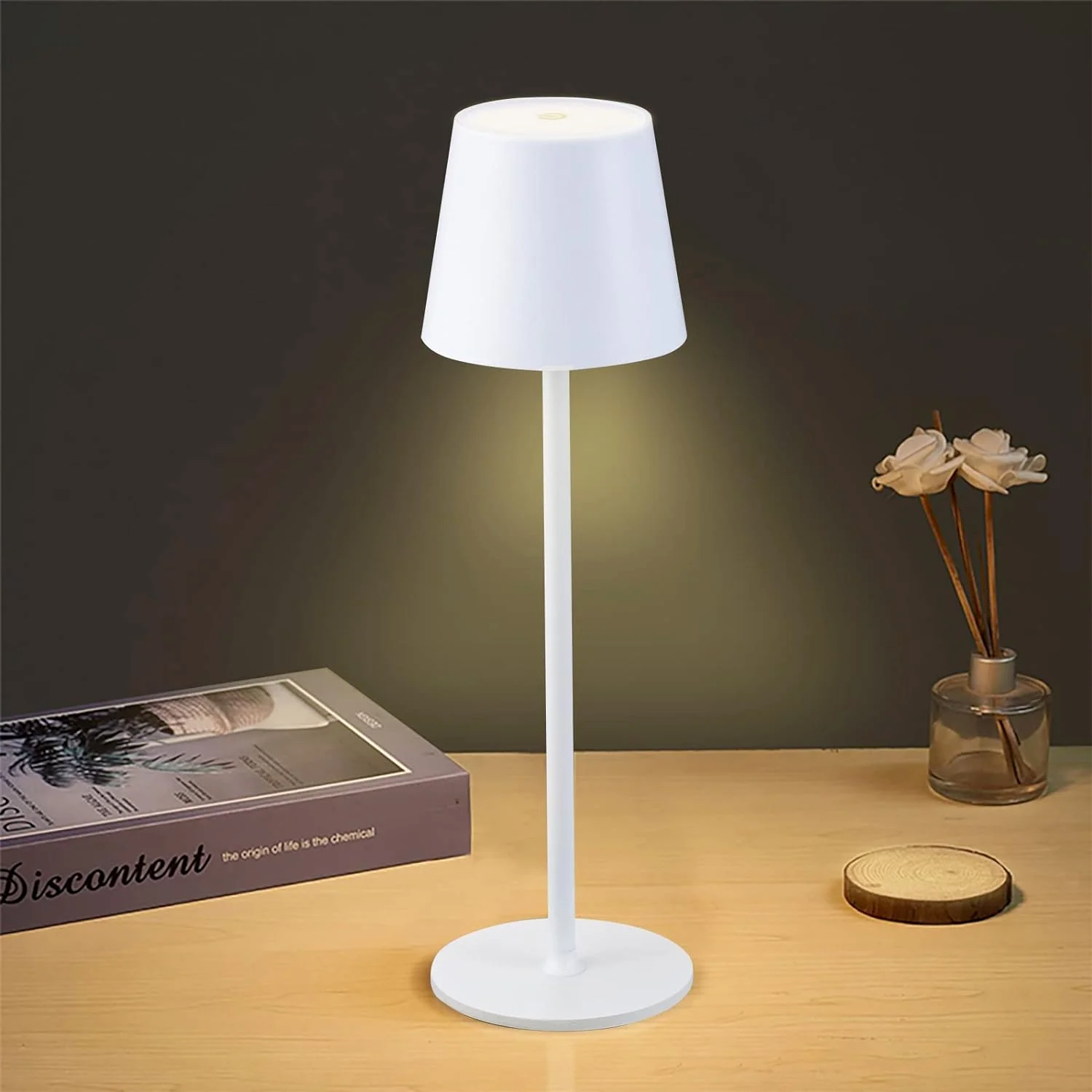 LAX Cordless Table Lamp – Portable Touch Lamp with 3 Lighting Modes & Stepless Dimming – Black & White