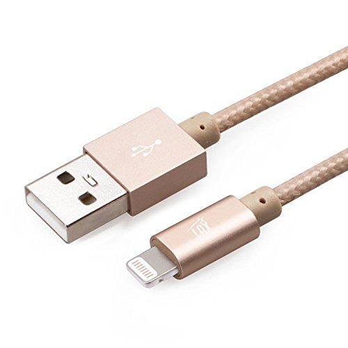 [2 Pack] LAX 10ft Long Apple MFi Certified iPhone Charger - Durable Braided Iphone Cord for iPhone 6s / 6s Plus / 6 / 6 Plus / 5s / 5c / 5 / iPad Air 2 / Air / Mini 4 / 3 / 2 / Pro / (Gold)