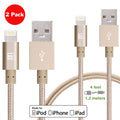 [2 Pack] iPhone charger, LAX Gadgets Iphone to USB Braided Cable (4ft) for iPhone 6s 6 Plus 5s 5c 5, iPad Pro Air 2, mini [Apple MFi Certified] (Gray)