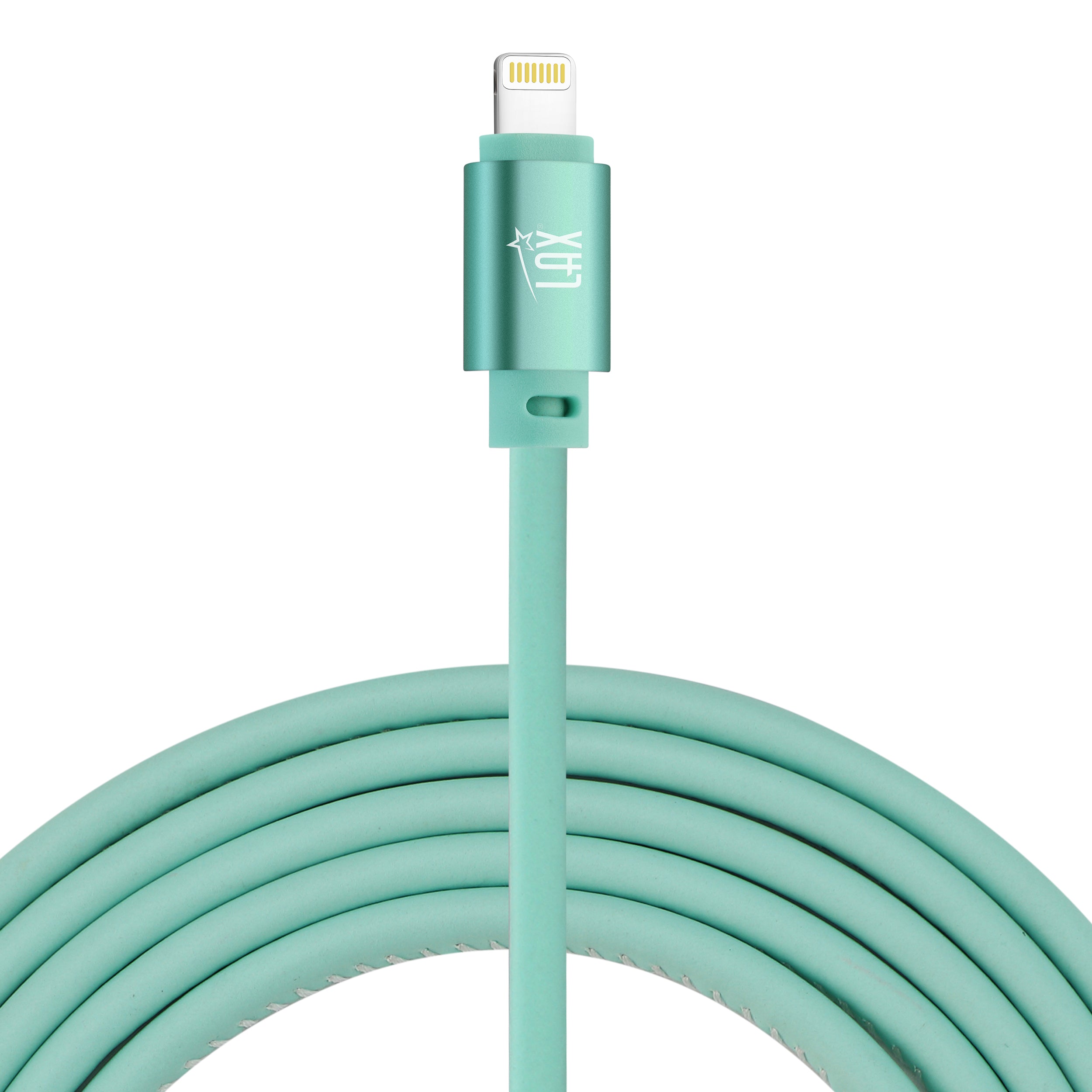 7200mAh Black Iphone input Power Bank with 2 Glow in the Dark Apple MFi Certified USB to Iphone Cable (10 Feet) - White & Blue