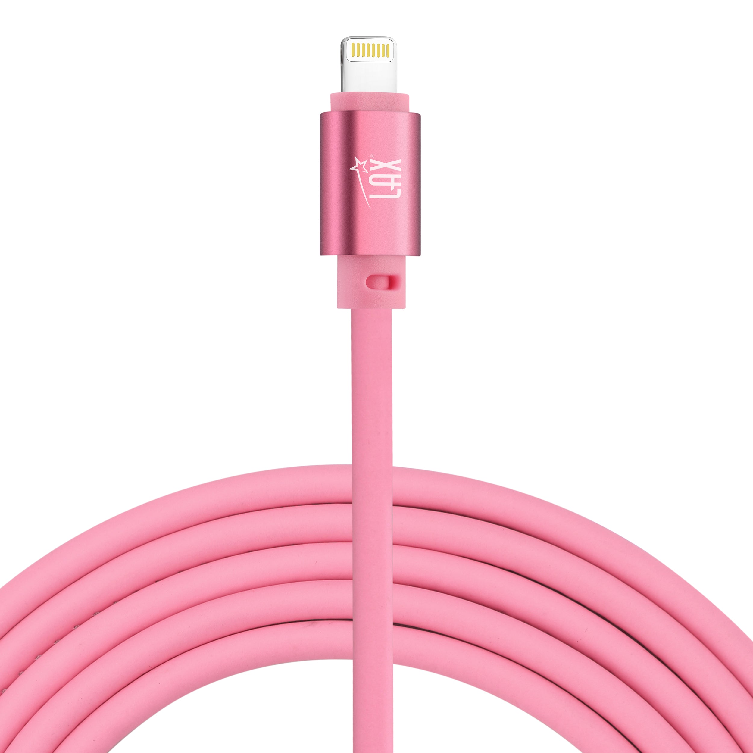 7200mAh Iphone input Power Bank with Glow in the Dark Apple MFi Certified USB to Iphone Cable (10 Feet) - Pink