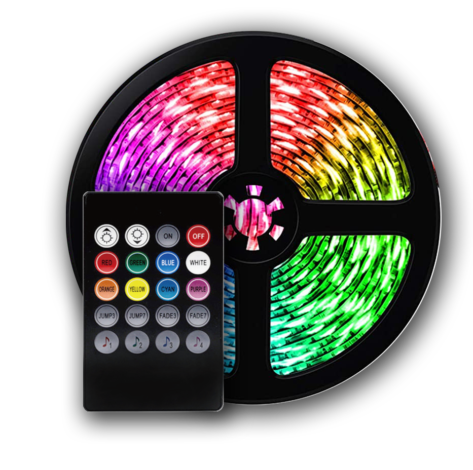 Smart Home Sound Activated Multi-Color LED Light Strip with Remote (2 Pack)