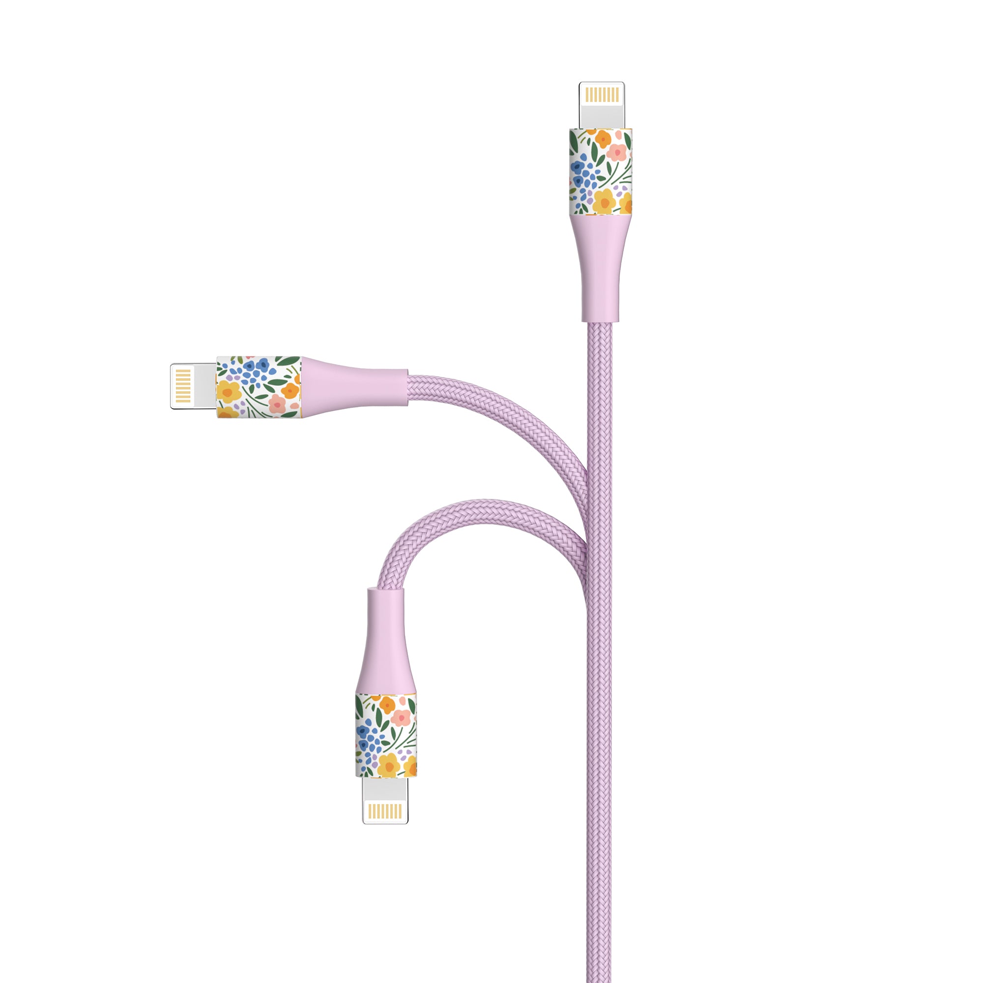 2-Pack Apple MFi Certified Braided Nylon USB to Iphone Cable 4 Feet Floral Bouquet