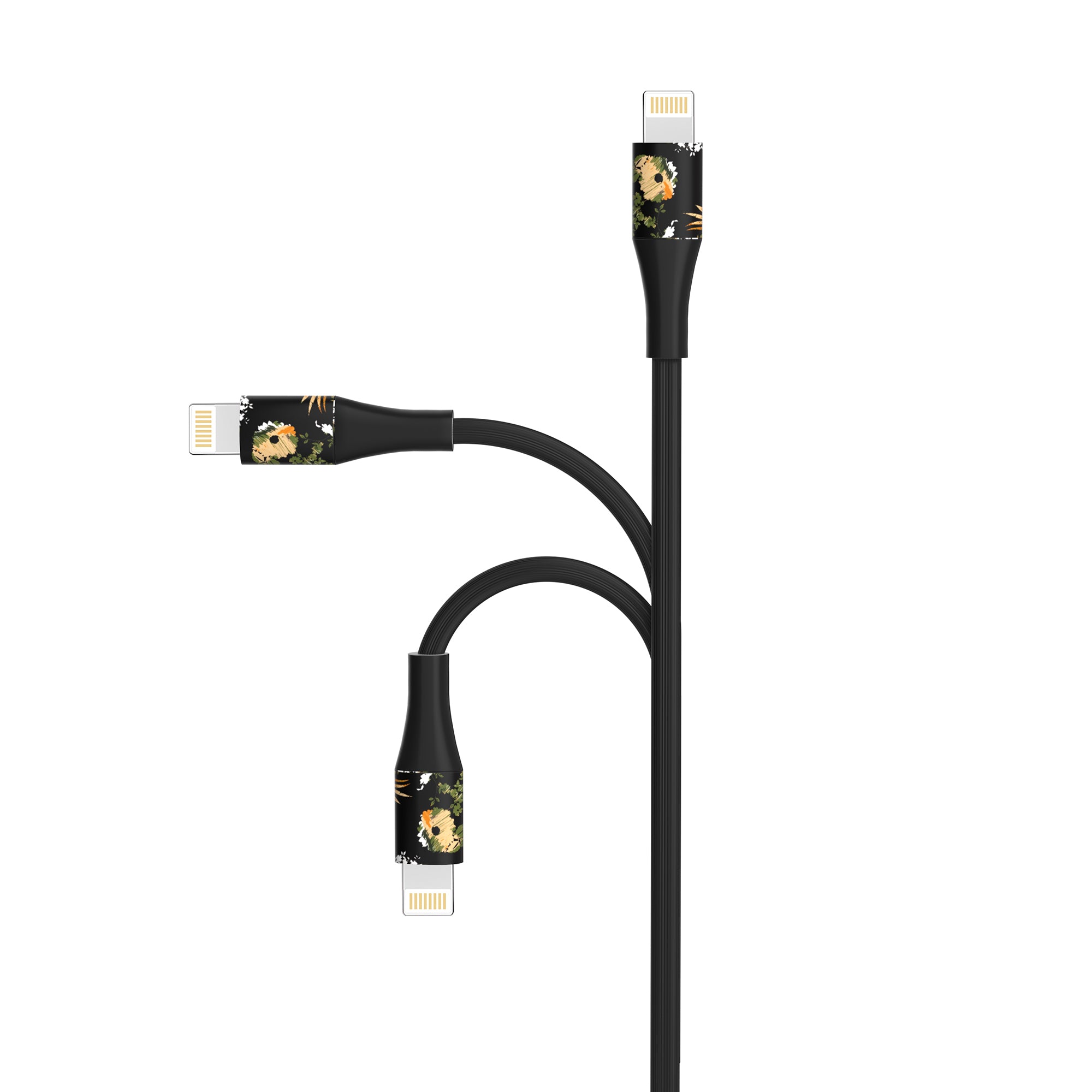 2-Pack Apple MFi Certified Braided Nylon USB to Iphone Cable 4 Feet Floral Bouquet