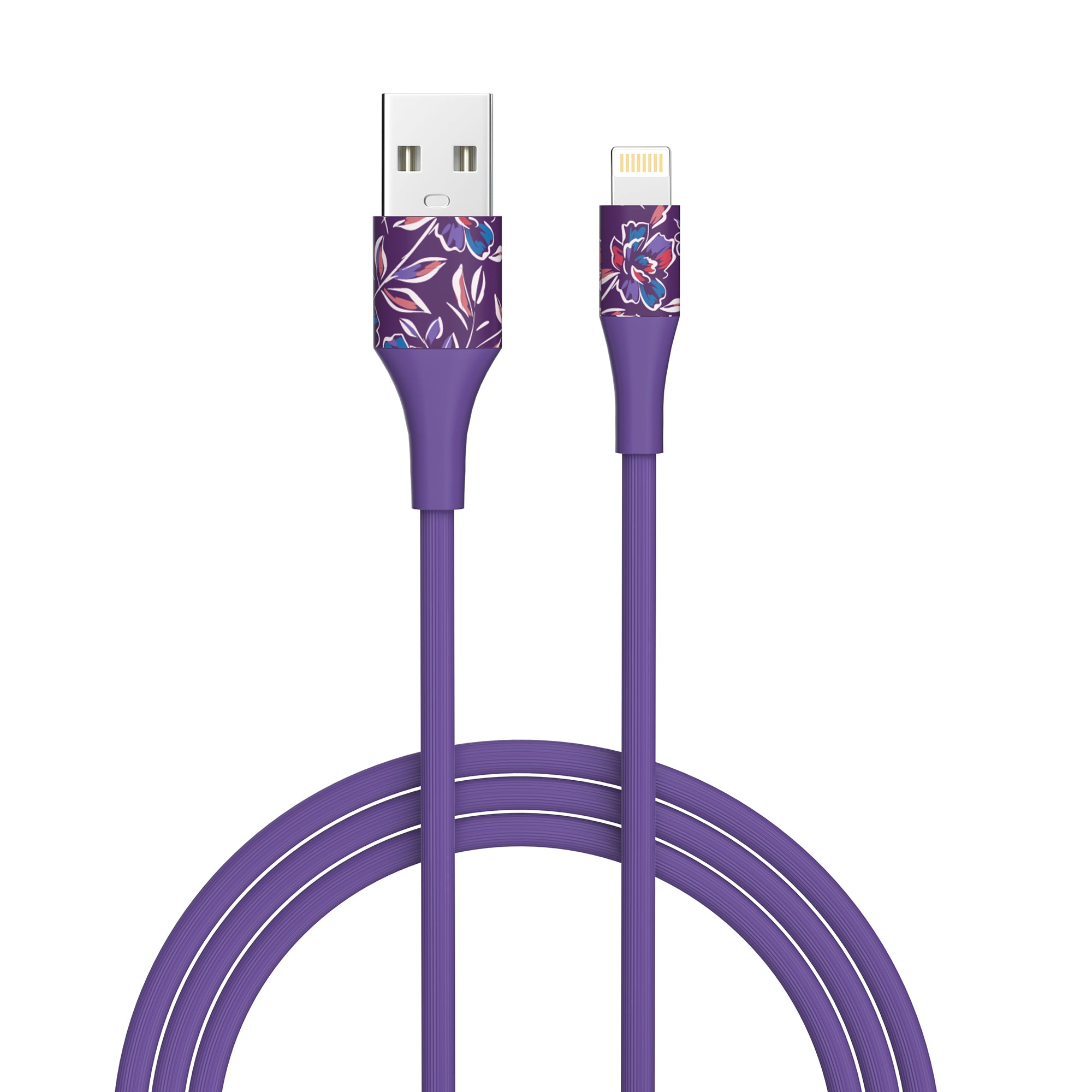 2-Pack Apple MFi Certified Braided Nylon USB to Iphone Cable 4 Feet Floral Bouquet