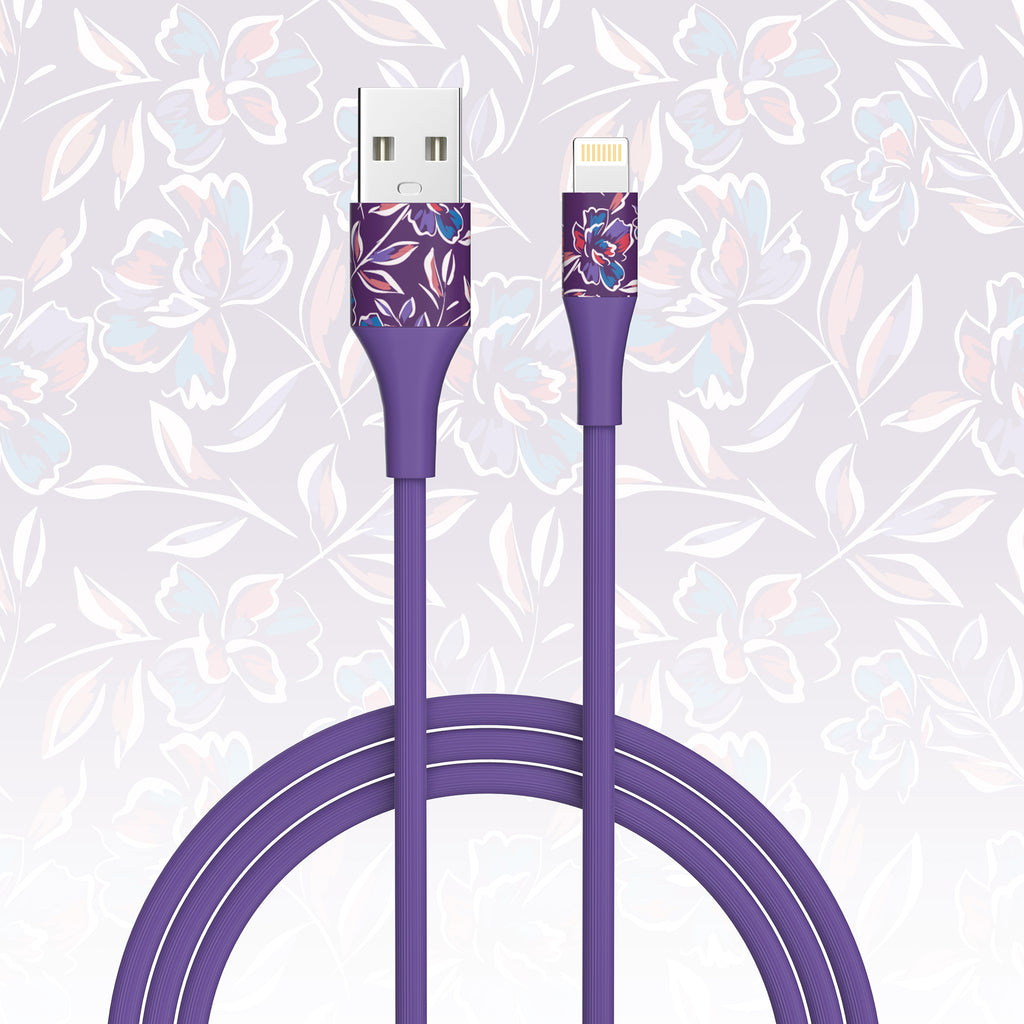 2-Pack Apple MFi Certified Braided Nylon USB to Iphone Cable 4 Feet Floral Bouquet