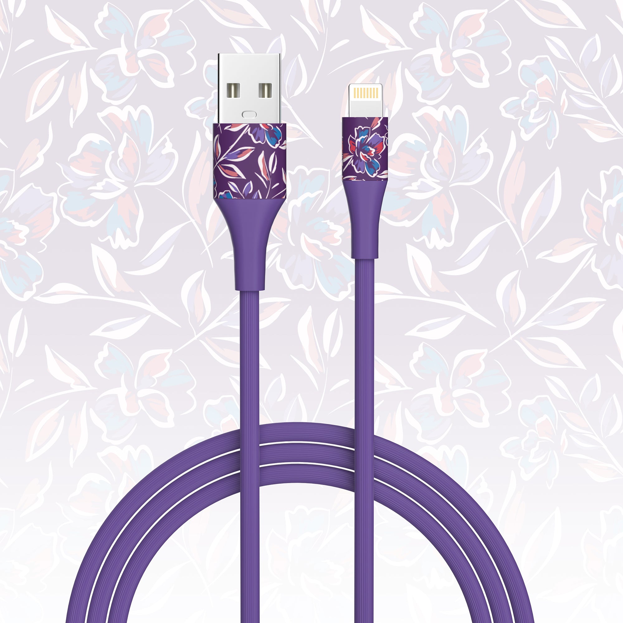 2-Pack Apple MFi Certified Braided Nylon USB to Iphone Cable 4 Feet Floral Bouquet