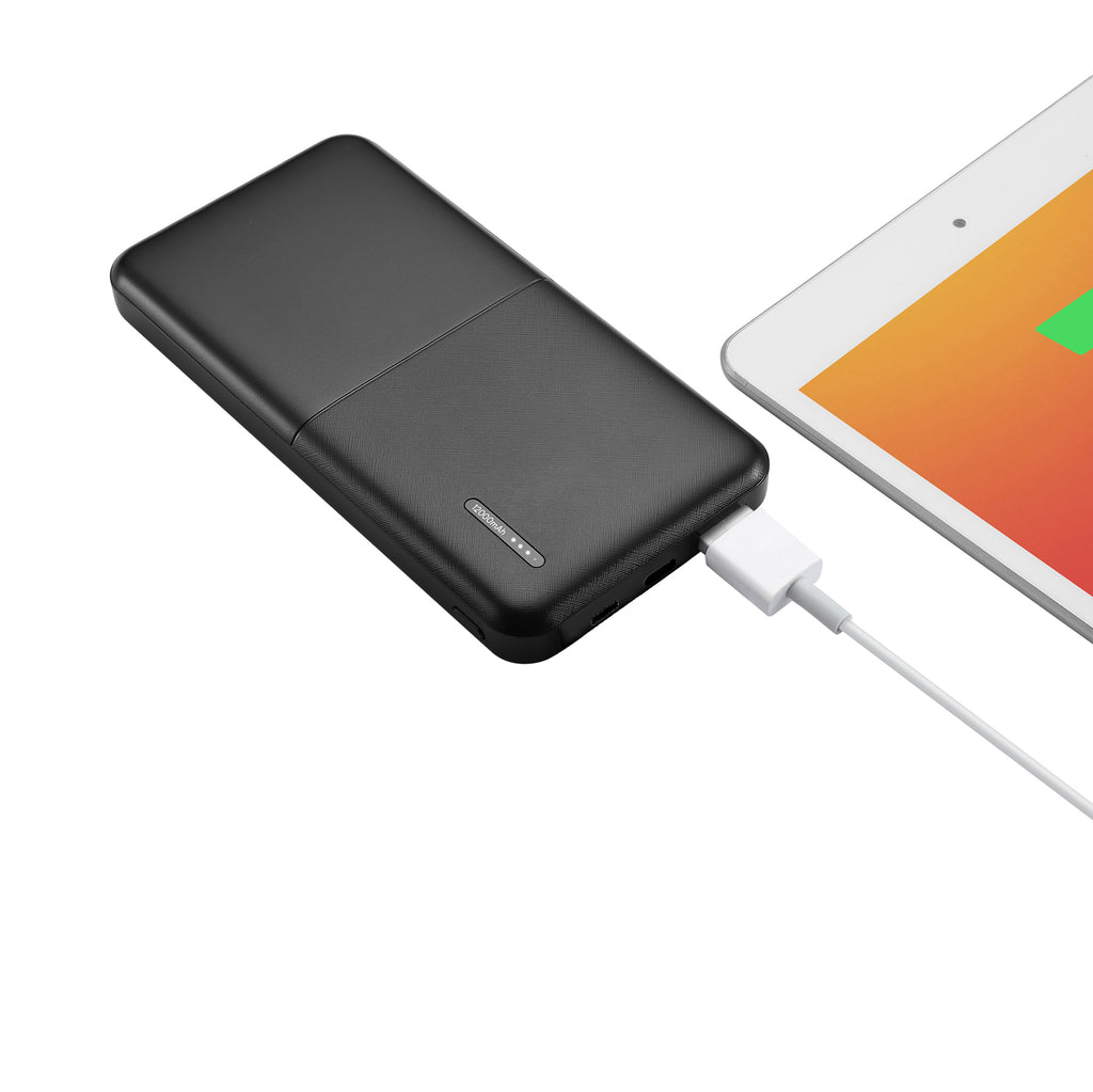 12000mAh Power Bank with Iphone Input Black with  LAX Apple MFi Certified Iphone to USB Cable (10 Feet) - Aqua