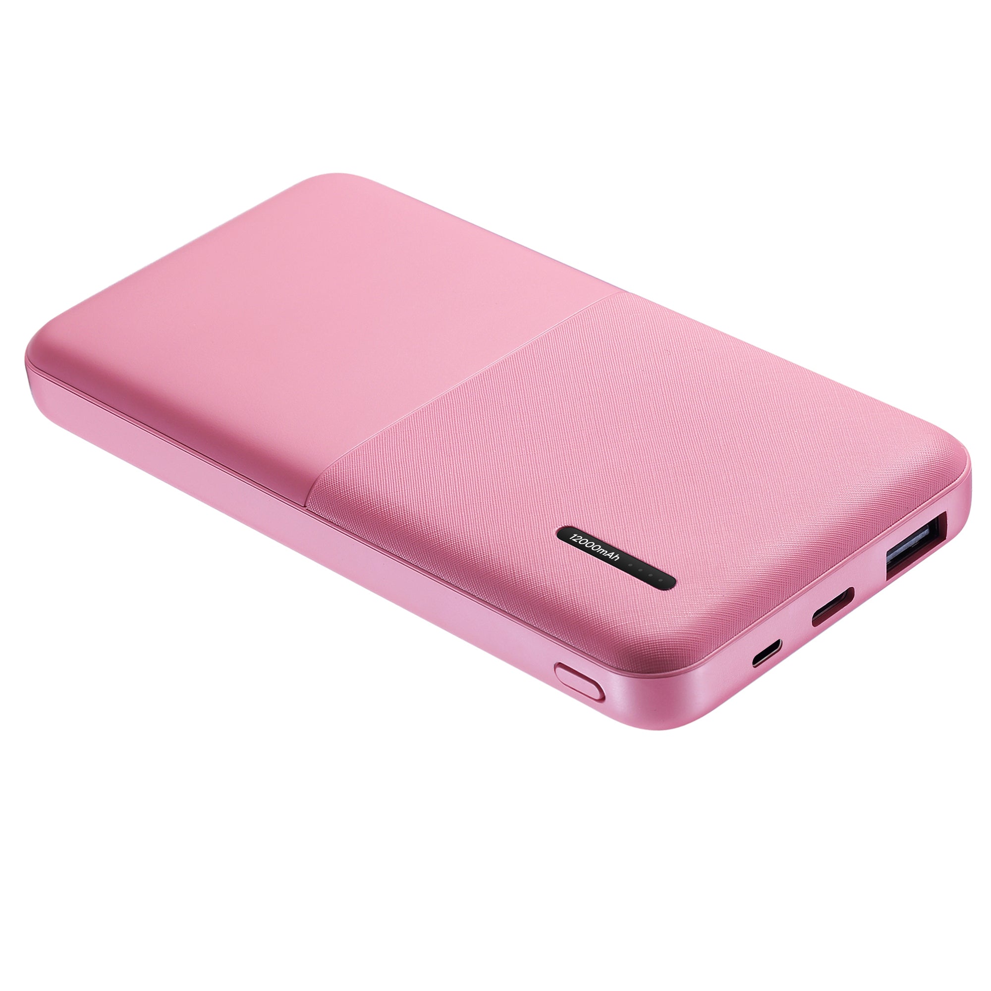 12000mAh Power Bank with Iphone Input Pink with LAX Apple MFi Certified Iphone to USB Cable (10 Feet) - Pink