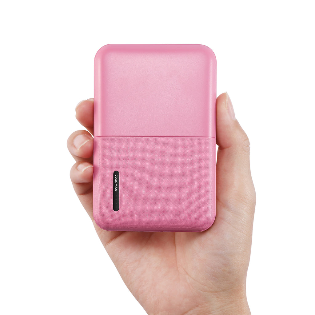 7200mAh Iphone input Power Bank with Glow in the Dark Apple MFi Certified USB to Iphone Cable (10 Feet) - Pink