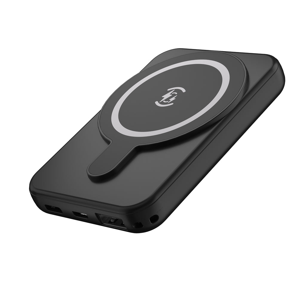 LAX Magnetic 6600mAh Power Bank - Portable Wireless Charger for Iphone/Samsung - USB-A/USB-C Power Bank, Multi-Purpose Fast Charger - Black