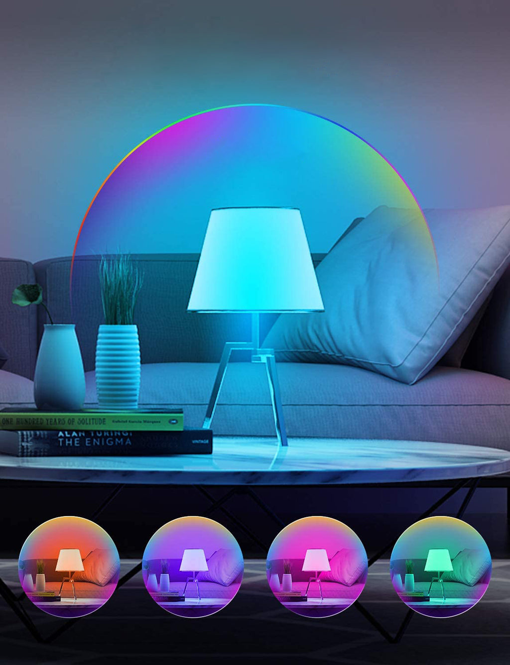 Smart Home Sound Activated Multi-Color LED Light Strip with Remote  30 Feet with 2-Pack Smart Home Multi-Color LED A19 Bulb 5W