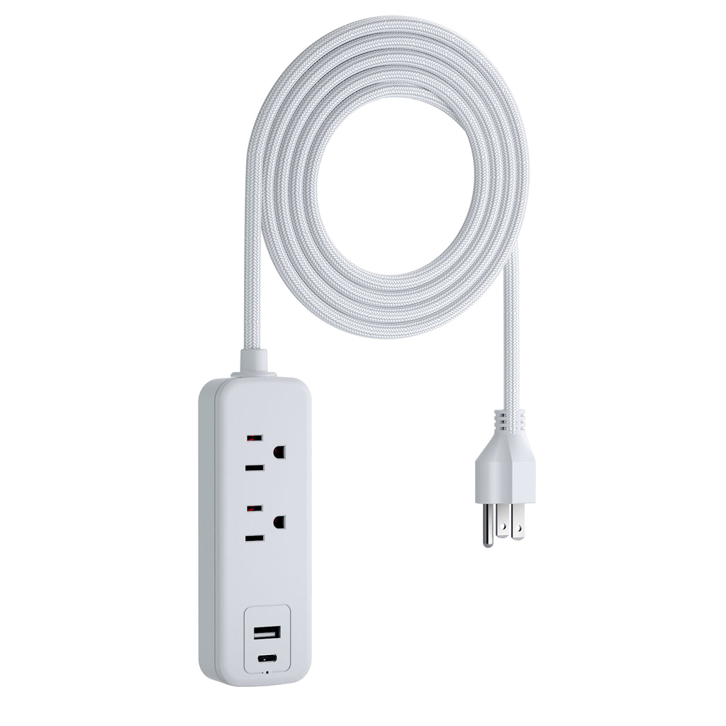 LAX Multi Outlet Surge Protector - 2 Outlets 1 USB Ports 1 USB C with 5Ft Cable -  Fast Charging Ports, Wall Mount, Heavy Duty – Easy to Use for Home, Office and Travelling