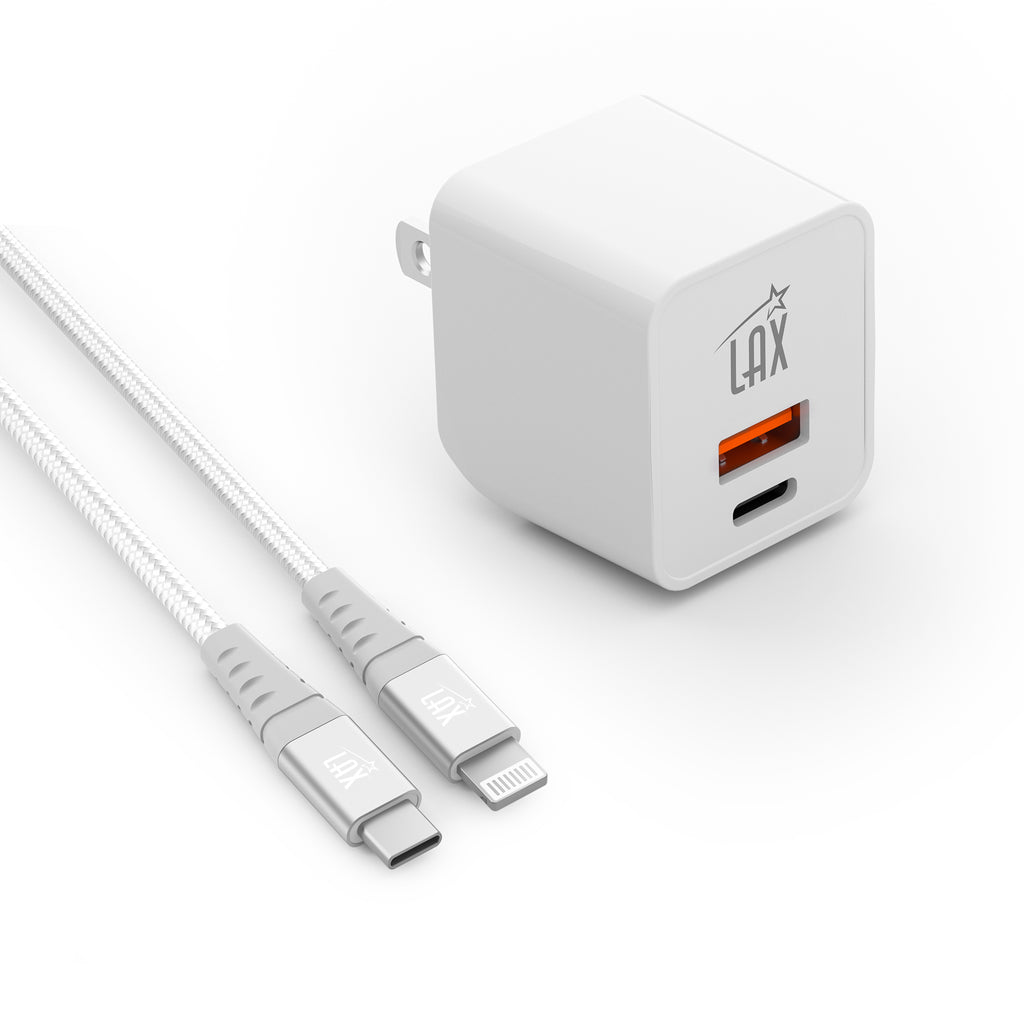 Travel-Friendly 20W Wall Charger with Apple MFi Certified Braided Iphone Cable (6ft)