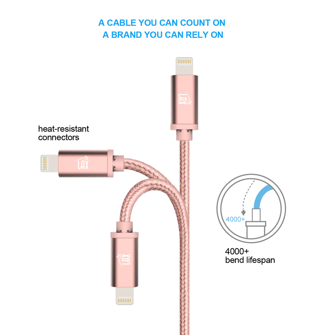 [2 Pack] iPhone charger, LAX Gadgets Iphone to USB Braided Cable (4ft) for iPhone 6s 6 Plus 5s 5c 5, iPad Pro Air 2, mini [Apple MFi Certified] (Gray)